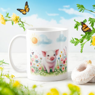 Spring Watercolor Pig - Kid Mug