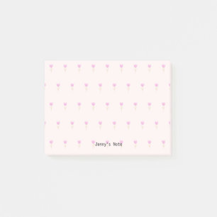 Spring Watercolor Pink Flower Tulip Custom Name    Post-it Notes