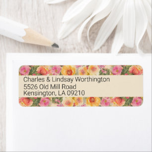 Spring Watercolor Poppies Return Address Return Address Label