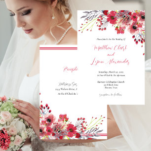 Spring Watercolor Poppy Red Flowers Wedding Invitation