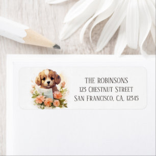 Spring Watercolor Puppy - Return Address Label