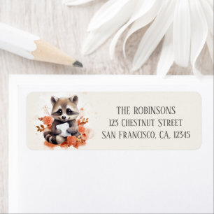 Spring Watercolor Raccoon - Return Address Label