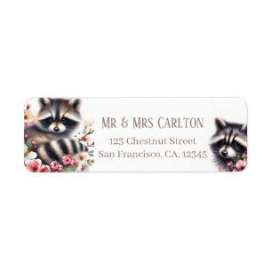 Spring Watercolor Raccoons Return Address Label