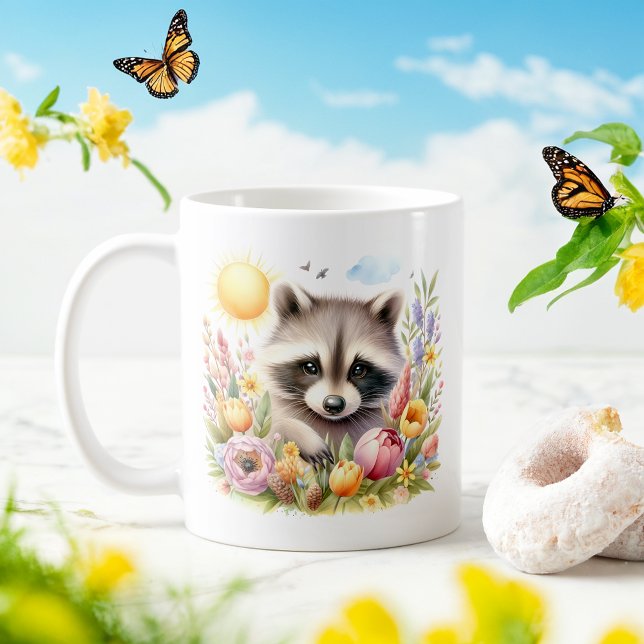 Spring Watercolor Racoon - Customised Kid Mug (Creator Uploaded)