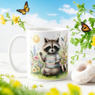 Spring Watercolor Racoon - Customised Kid Mug