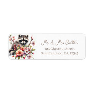 Spring Watercolor Racoon Return Address Label