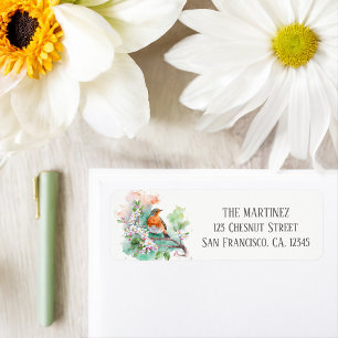 Spring Watercolor Robin Bird Return Address Label