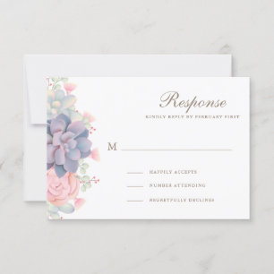 Spring Watercolor Succulents Wedding RSVP Cards