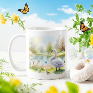 Spring Watercolor Swan  Coffee Mug