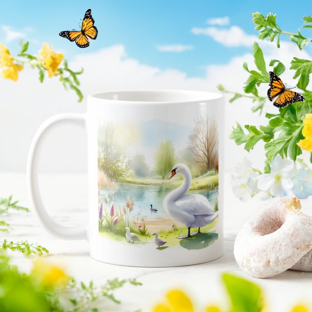 Spring Watercolor Swan  Coffee Mug (Creator Uploaded)