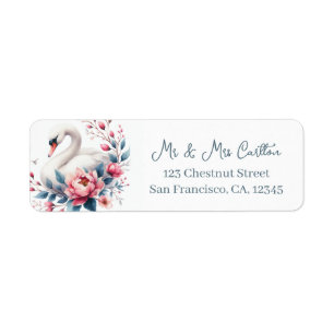 Spring Watercolor Swan Return Address Label