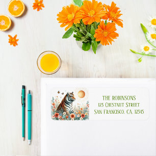 Spring Watercolor Tiger Return Address Label