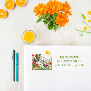 Spring Watercolor Tiger Return Address Label
