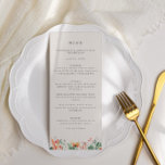 Spring Watercolor Wildflower Wedding Menu<br><div class="desc">This menu has peach and pink watercolor wildflowers and leaves. The copy is editable and the font can be changed. The back has a matching pattern. Great for spring weddings!</div>