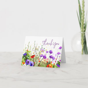Spring watercolor wildflowers customisable card