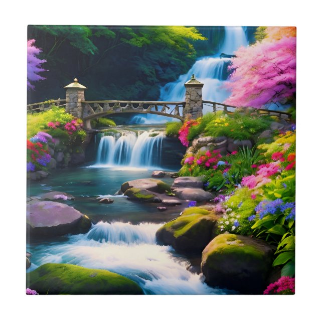 Spring Waterfall 1 Ceramic Tile (Front)