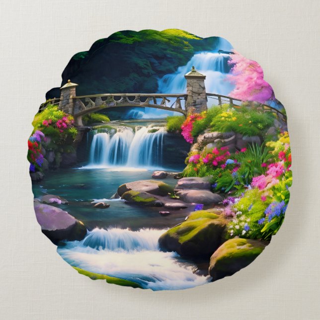 Spring Waterfall 1 Round Cushion (Front)