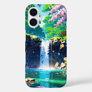 Spring Waterfall – Anime Landscape iPhone 16 Case
