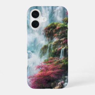 Spring Waterfall Green Pink Flora  iPhone 16 Case