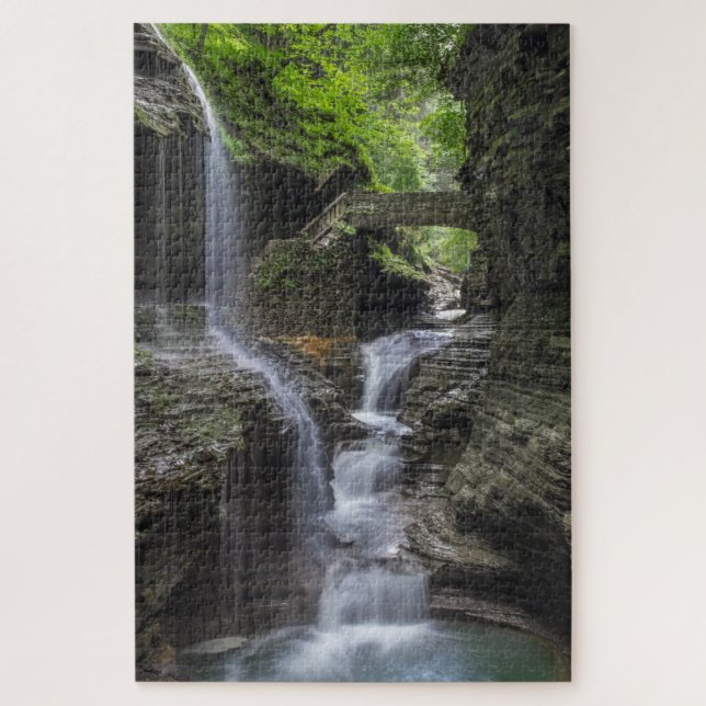 Spring Waterfalls at Watkins Glen Jigsaw Puzzle (Vertical)