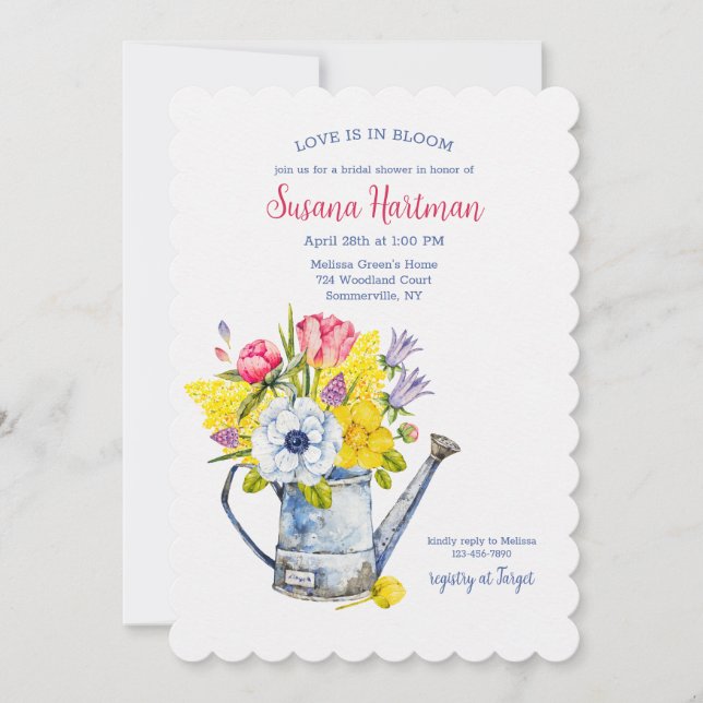 Spring Watering Can Invitation (Front)