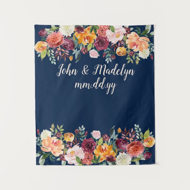 Spring Wedding Backdrop Boho Reception Photo Booth Tapestry (Front)