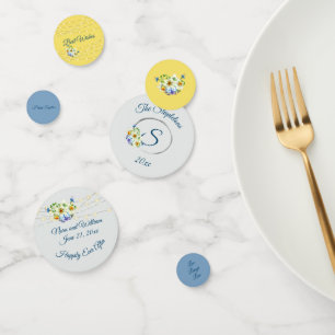 Spring Wedding Blue and Yellow Confetti