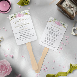 Spring Wedding Ceremony Program Sign Wildflower Hand Fan