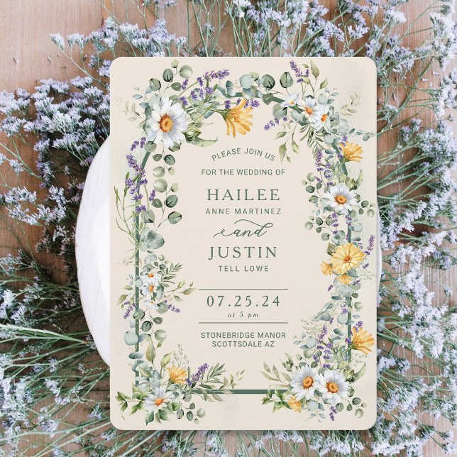 Spring Wedding Colourful Wildflower Floral Trendy Invitation (Creator Uploaded)