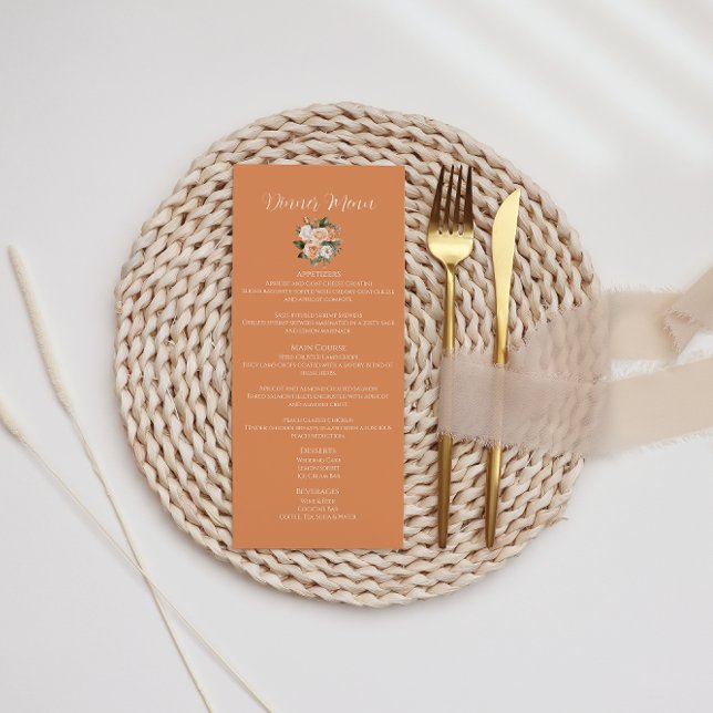 Spring Wedding Floral Apricot Peach Menu (Creator Uploaded)