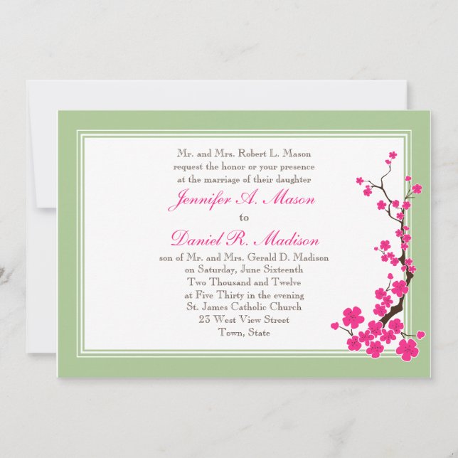 Spring Wedding Invitations | Pink Dogwood (Front)