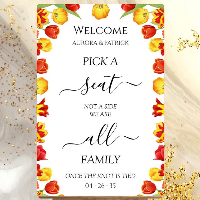 Spring Wedding Pick A Seat Not A Side Personalised Poster (Spring Wedding Pick A Seat Not A Side Personalized Poster)