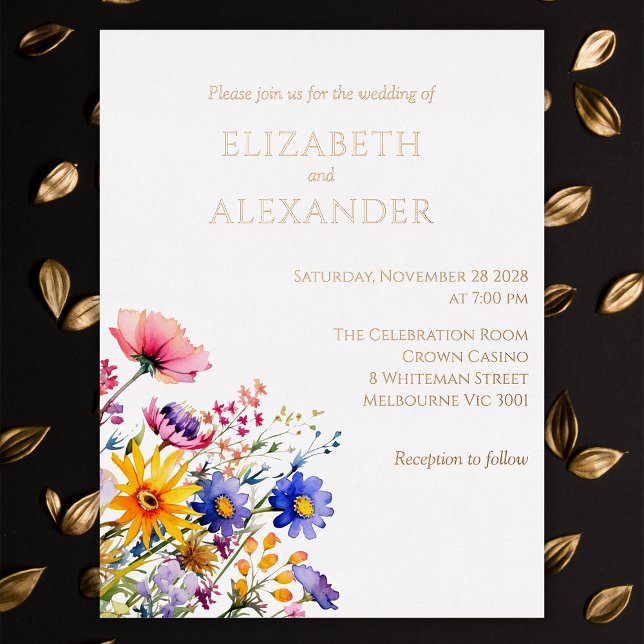 Spring Wedding Rose Gold  Foil Invitation Postcard (Creator Uploaded)