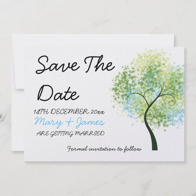 Spring Wedding Swirly Tree "Save The Date" Save The Date (Front)