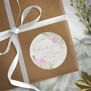 Spring Wedding thank you Sticker Gilded Watercolor
