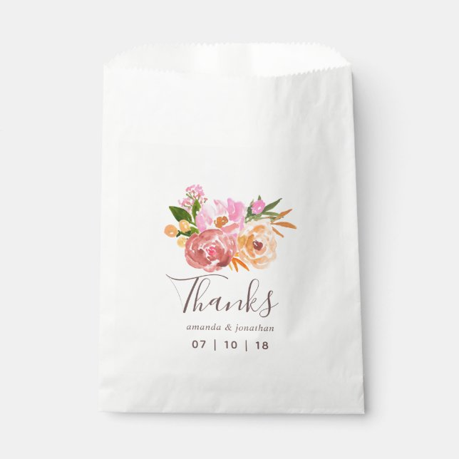 Spring Wedding watercolor flowers guest favour Bag (Front)