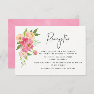 Spring Wedding Watercolor Peonies Reception Invitation