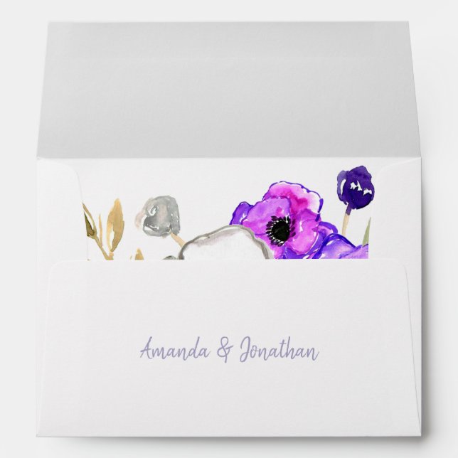Spring Wedding watercolor wildflowers personalised Envelopes (Back (Bottom))