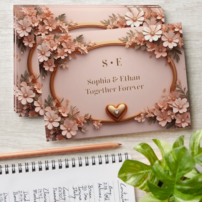 🌺Spring Wedding With Peach Flowers 💐 Envelope (Stacked)