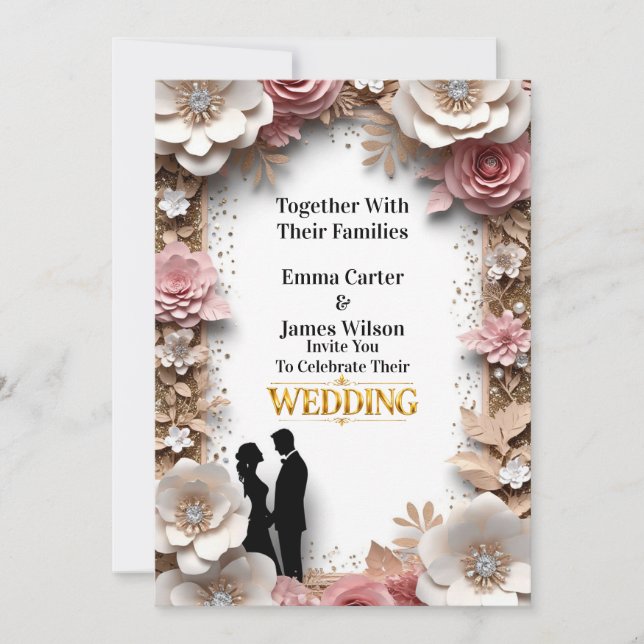 Spring Wedding With Peach Flowers 💐 Invitation (Front)