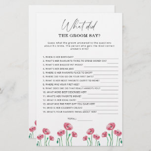 Spring What did the groom say bridal game