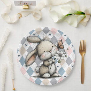 Spring Whimsical Bunny Paper Plate