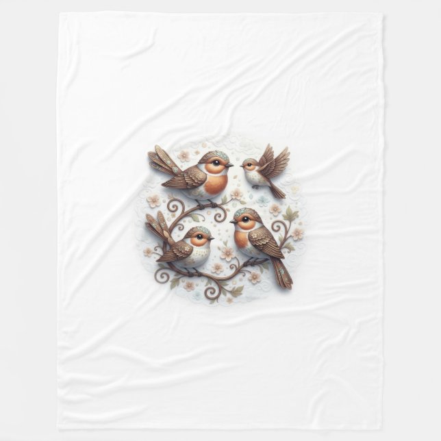 Spring Whispers on the Branches Fleece Blanket (Front)