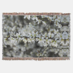 Spring,White Blossoms Photo Throw Blanket