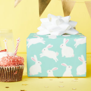 Spring White Bunnies Pattern Wrapping Paper