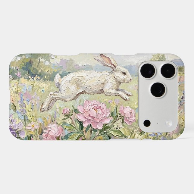 Spring White Bunny Rabbit Floral Painting Case-Mat (Back (Horizontal))