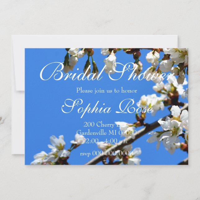 Spring white cherry Blossoms Invitation (Front)