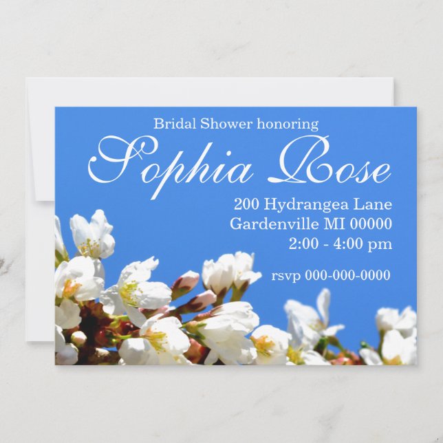 Spring white cherry Blossoms Invitation (Front)
