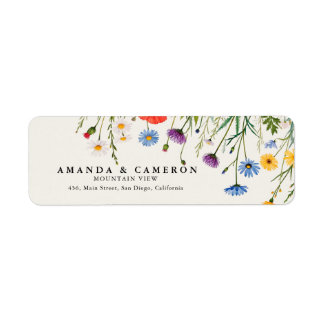 Spring Wild Flower Meadow Wedding Address Return Address Label