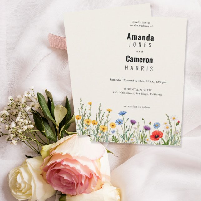 Spring Wild Flower Meadow Wedding  Invitation (Creator Uploaded)